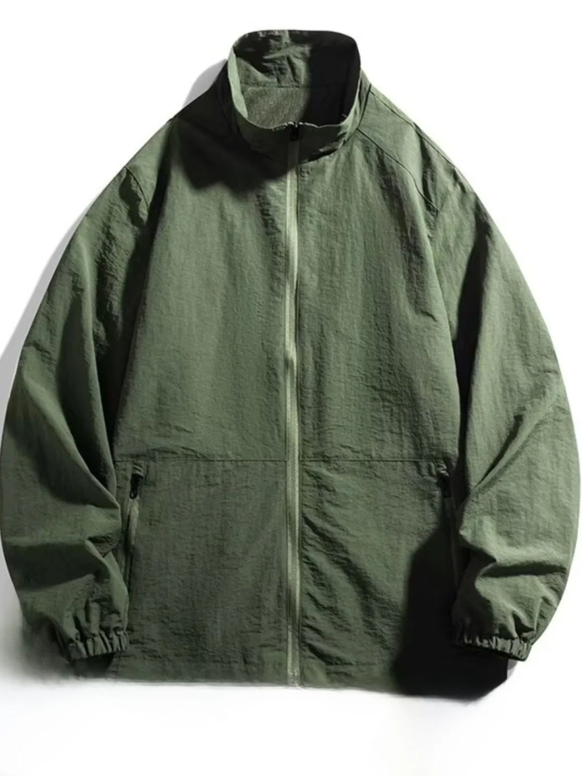 

Мужская весенне-осенняя куртка свободного кроя с воротником-стойкой, высококачественная, износостойкая, повседневная, на молнии