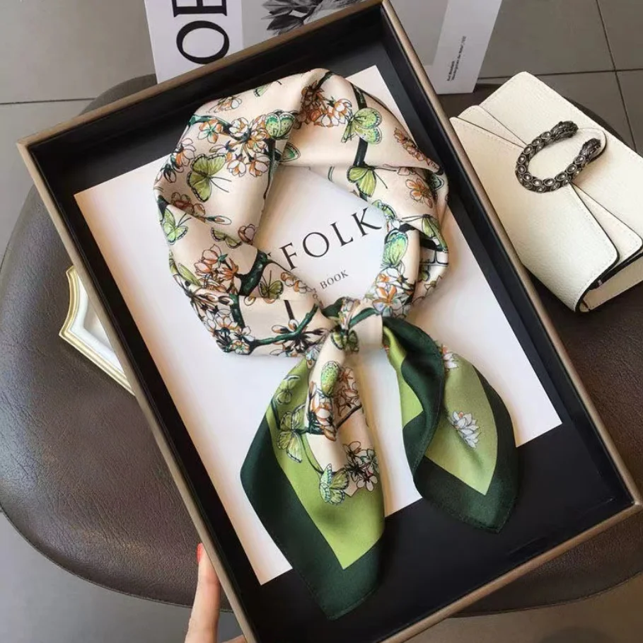 المرأة الجديدة 70 سنتيمتر وشاح حريري مطبوع مقلد الحرير أنيقة تنوعا أغطية الرأس حقيبة اكسسوارات الحجاب هدية حفلة #5