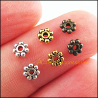 300Pcs Tibetan Colors Flower Spacer Beads Charms 4mm
