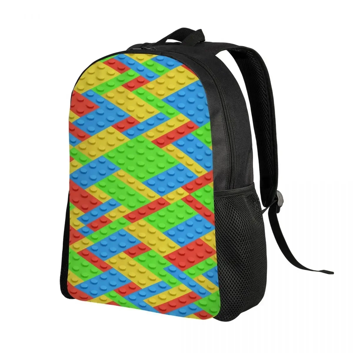 Custom Colorful Building Plastic Brick Toy Blocks Patterns Backpacks Women Men Casual Bookbag for School College Bags