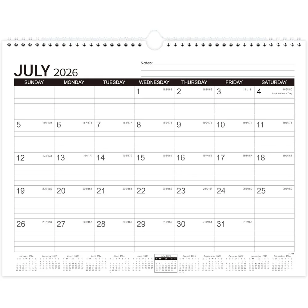 

Desk/Wall Calendar 2026-2027, July 2026 - December 2027, Ruled Blocks, Spiral Bound