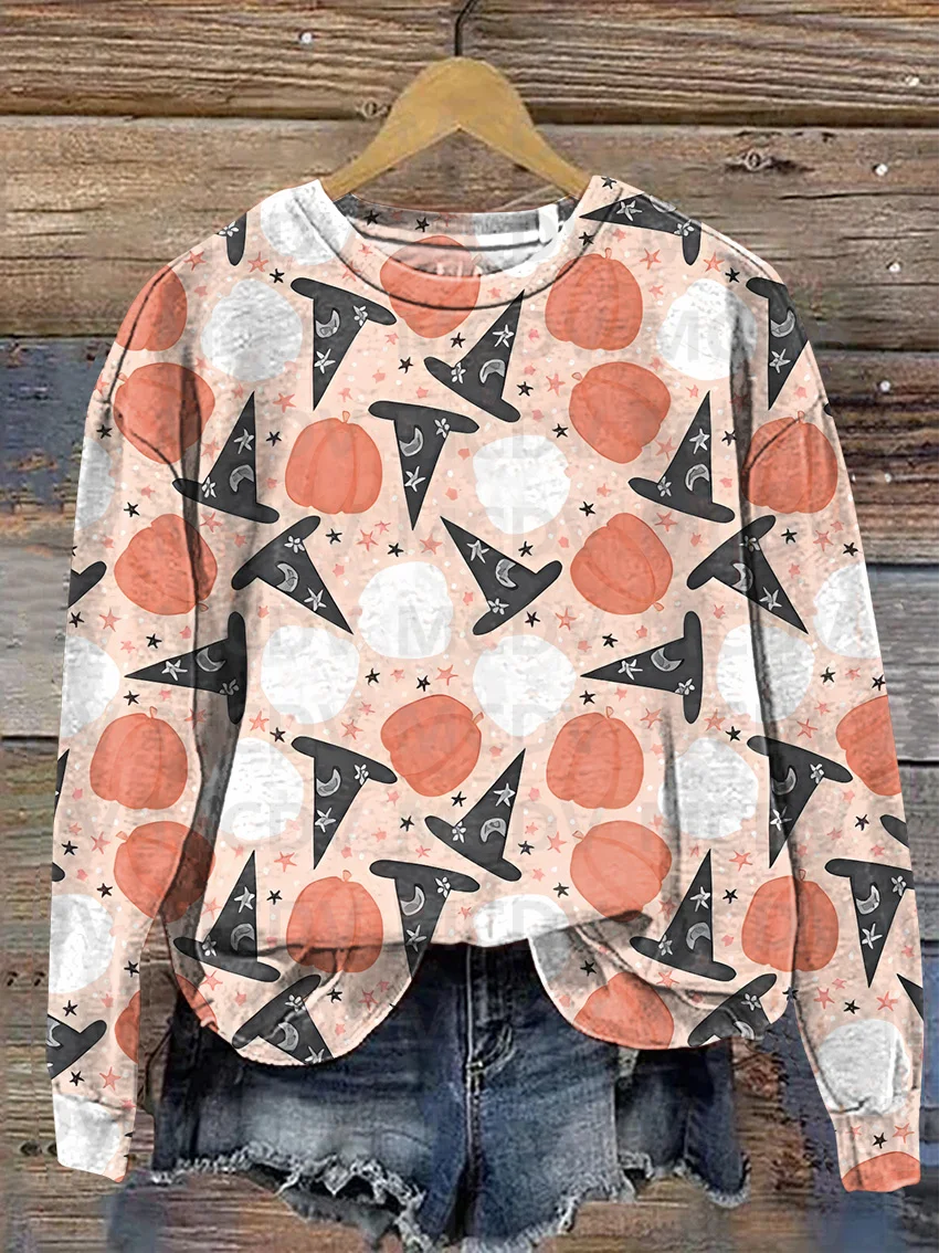 Halloween Pumpkin Daisies Casual Print Sweatshirt 3D Printed Women Casual Pullover