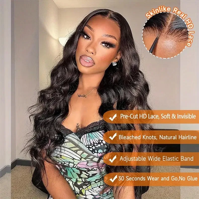 

250% High Density Body Wave Glueless Wig Human Hair Pre Plucked With Baby Hair 13x6 13x4 HD Lace Front Wig Natural Hairline
