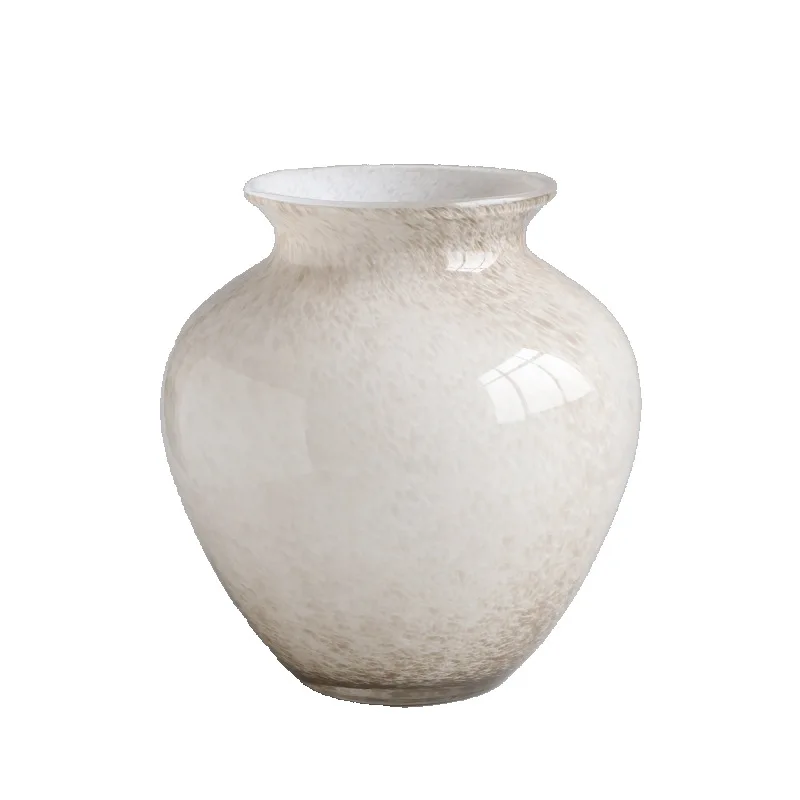 

medieval style light gray glazed vase ornament, living room dining table art ornament, advanced hydroponic flower utensils