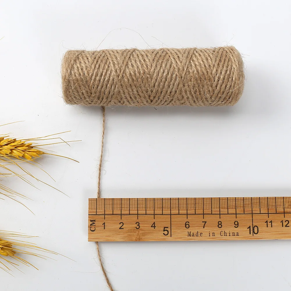 Twisted Hemp Cords 50mx1.5mm Jute Rope Twine Ribbon Hanging Tag String DIY Handmade Wedding Bouquet Wrapping Ribbon Decoration