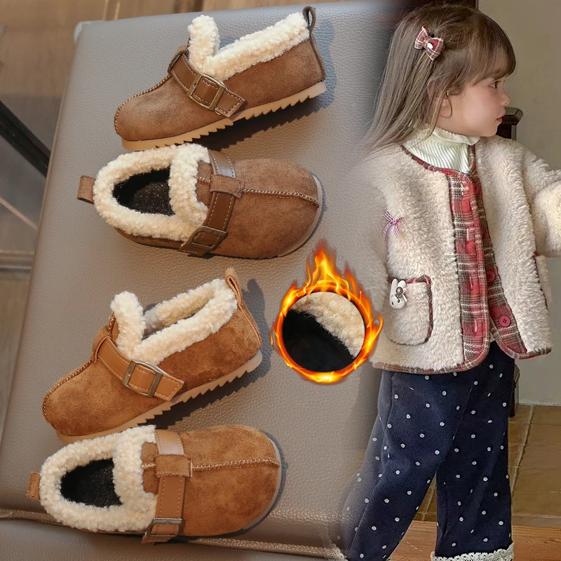 

Детская хлопковая обувь для детей от 1 до 18 лет, утолщенная прогулочная обувь с желтой подкладкой для мальчиков и девочек, мягкие нескользящие детские короткие зимние сапоги