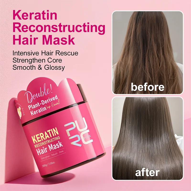 

PURC Keratin Reconstructing Hair Mask Collagen Hair Treatment Smoothing Frizz Shiny Repair Damaged Hair 200g
