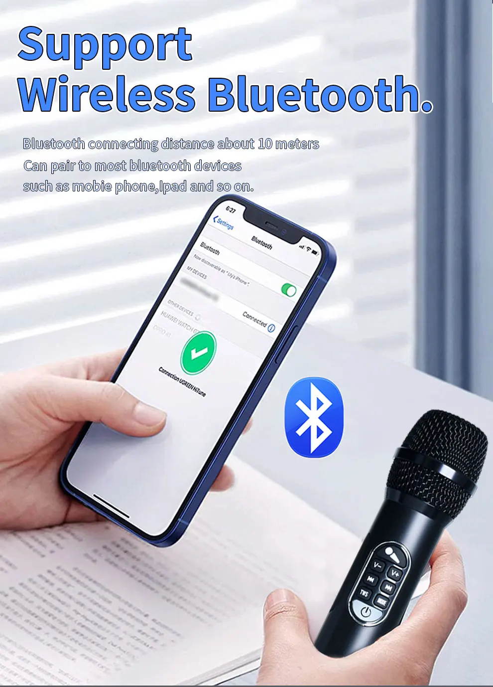 1 Stück 40 W tragbares Bluetooth-Lautsprechermikrofon 6400 mAh TWS Typ C Schnellladung Leistungsstarkes kabelloses Karaoke-Mikrofon für Party und Reisen – Detail 2