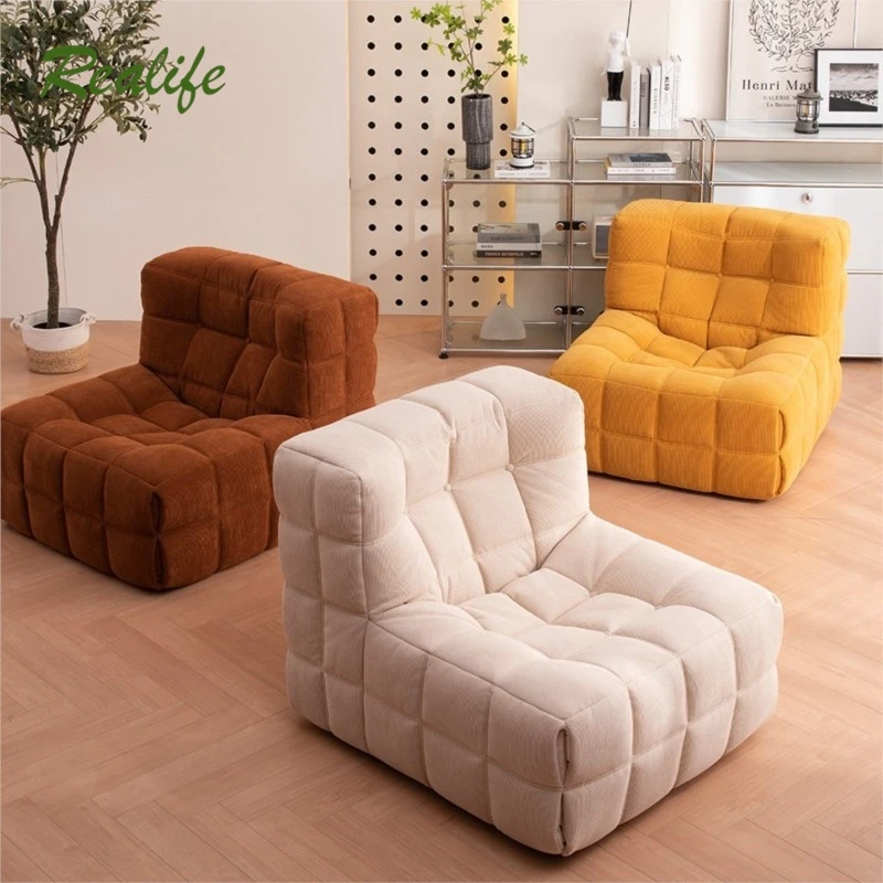 

Realife Huafu Ge Lazy Sofa Retro Corduroy Sofa Simple Modern Leisure Fabric Sofa Chair Caterpillar Sofa Home Use Customizable