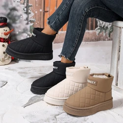 Stivali da neve donna inverno velluto ispessimento stivali da donna moda scarpe in cotone a tubo corto donna Slip-on stivali impermeabili per pane caldo