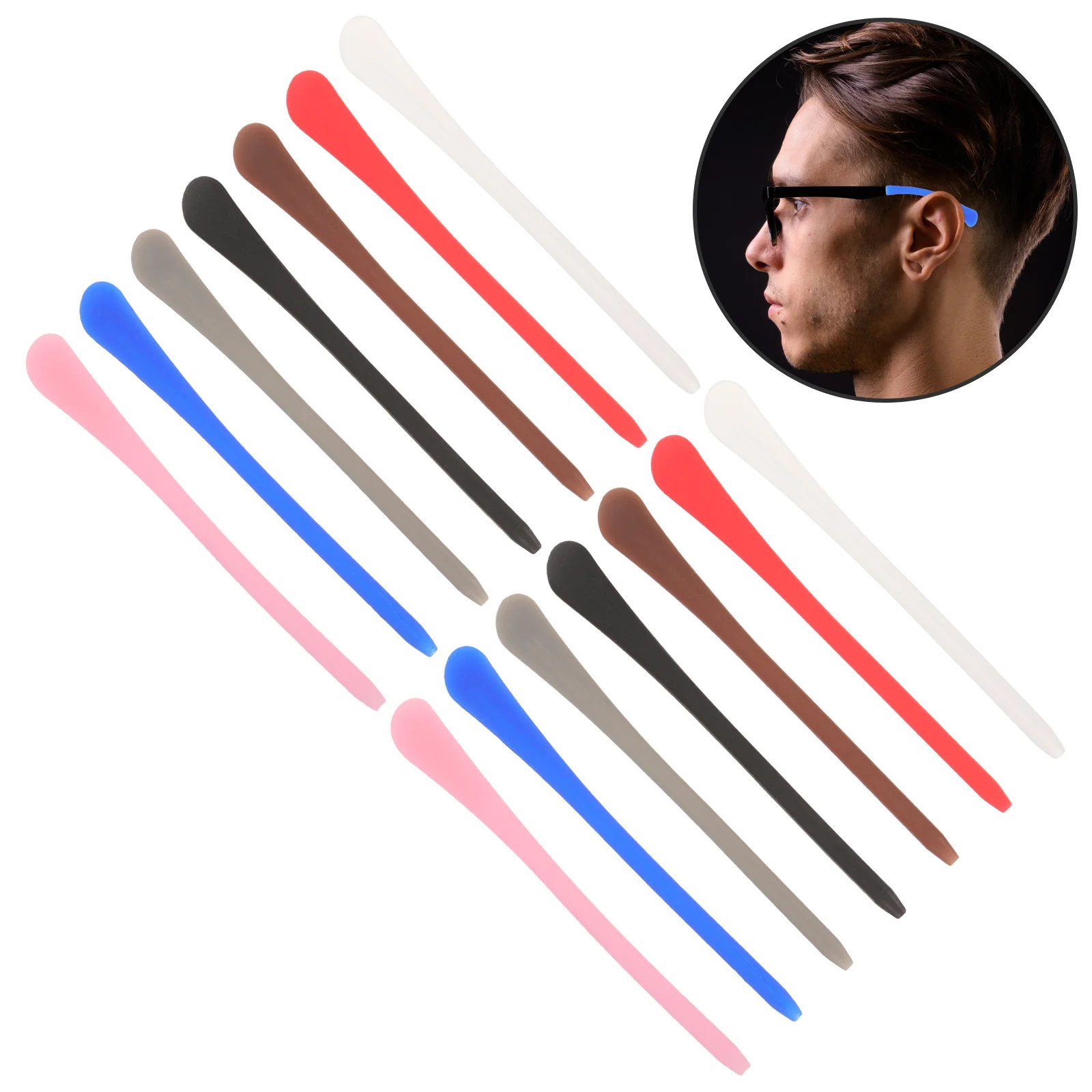 

14Pcs Glasses Leg Sleeves Silicone Ear Cushions Anti Slip Eyeglass Temple Tips for Comfortable Daily Outdoor Use