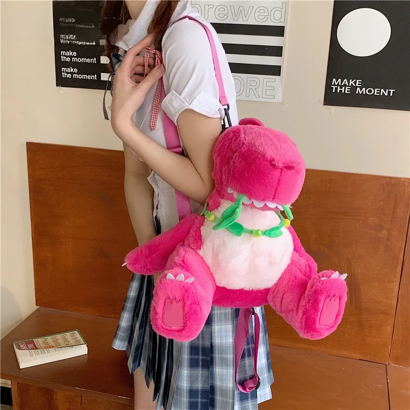Cute Pink Dinosaur Plush Backpacks Super Soft Kawaii  Animals Plushie Crossbody Bag Versatile Knapsack for Girls Birthday Gifts