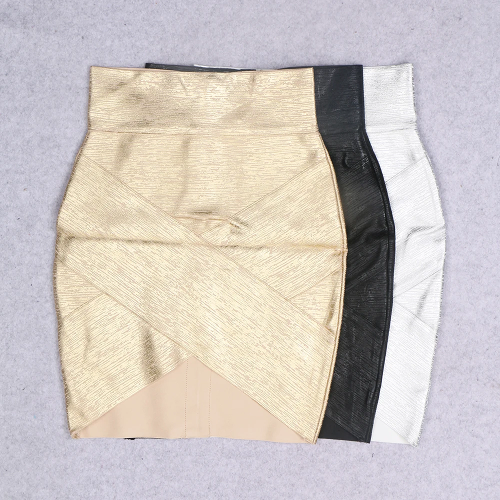 

Fashion's Sexy Woman Package Hips Rayon Bandage Gilding Overskirt Simple Elegant Woman Streetwear Fashion Item 3 Color