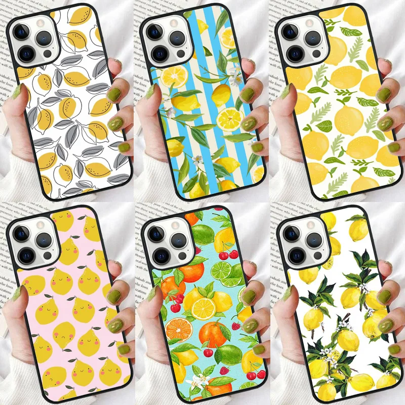 Tropical Summer Fruit Lemon Phone Case For iPhone 16 15 14 plus XR XS 11 12 13 Pro max Bumper Shell Cover coque