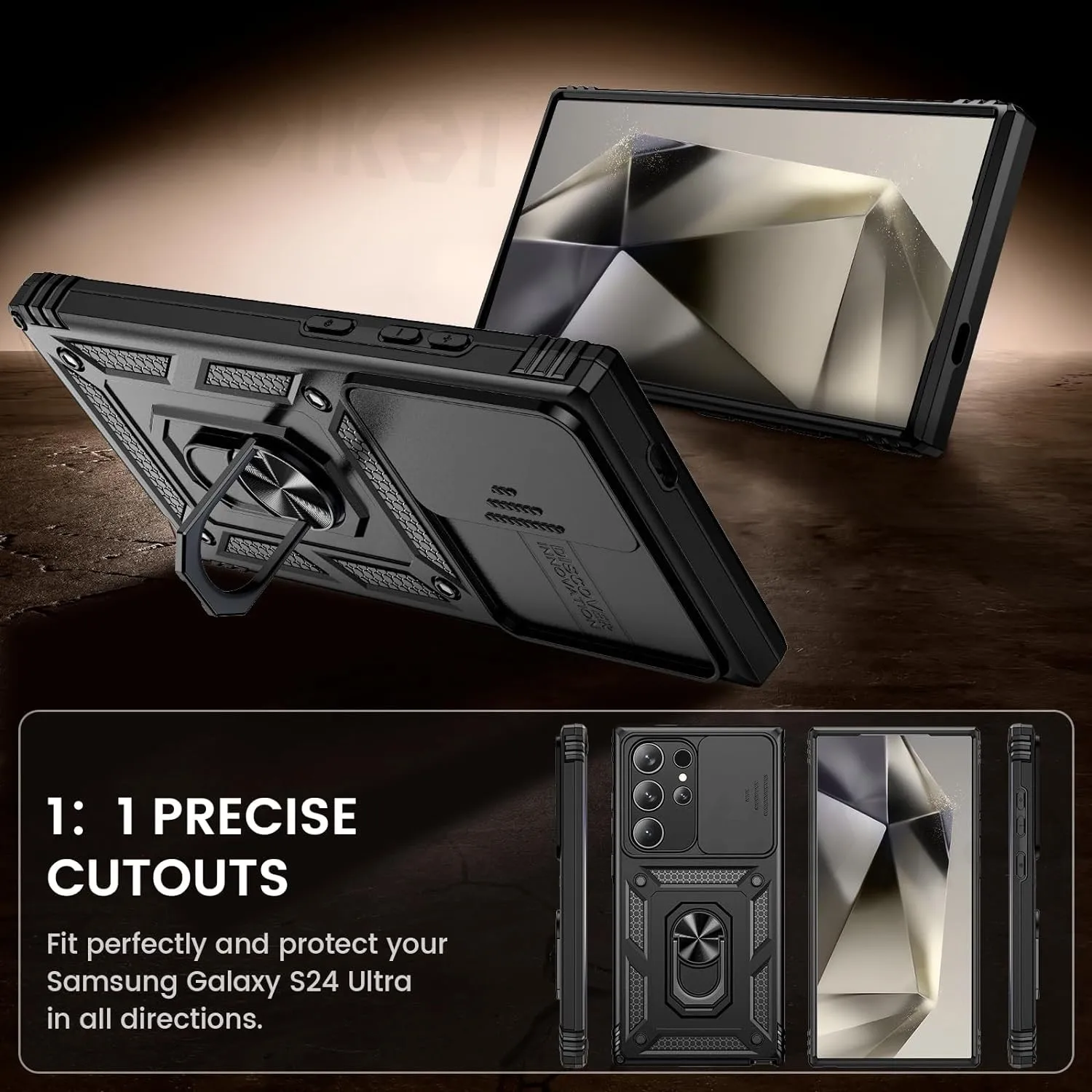 Case For Samsung Galaxy S24 Ultra S23 Ultra S22 Plus S23 FE A54 A15 A53 Slide Camera Heavy Duty Protective Magnetic Ring Covers