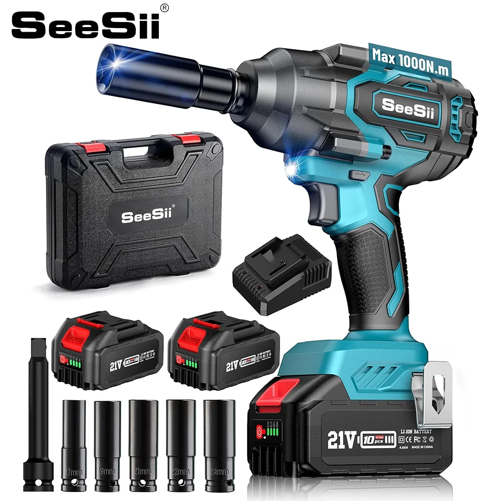 SEESII Impact Wrench 1000Nm Cordless Impact Wrench 1/2