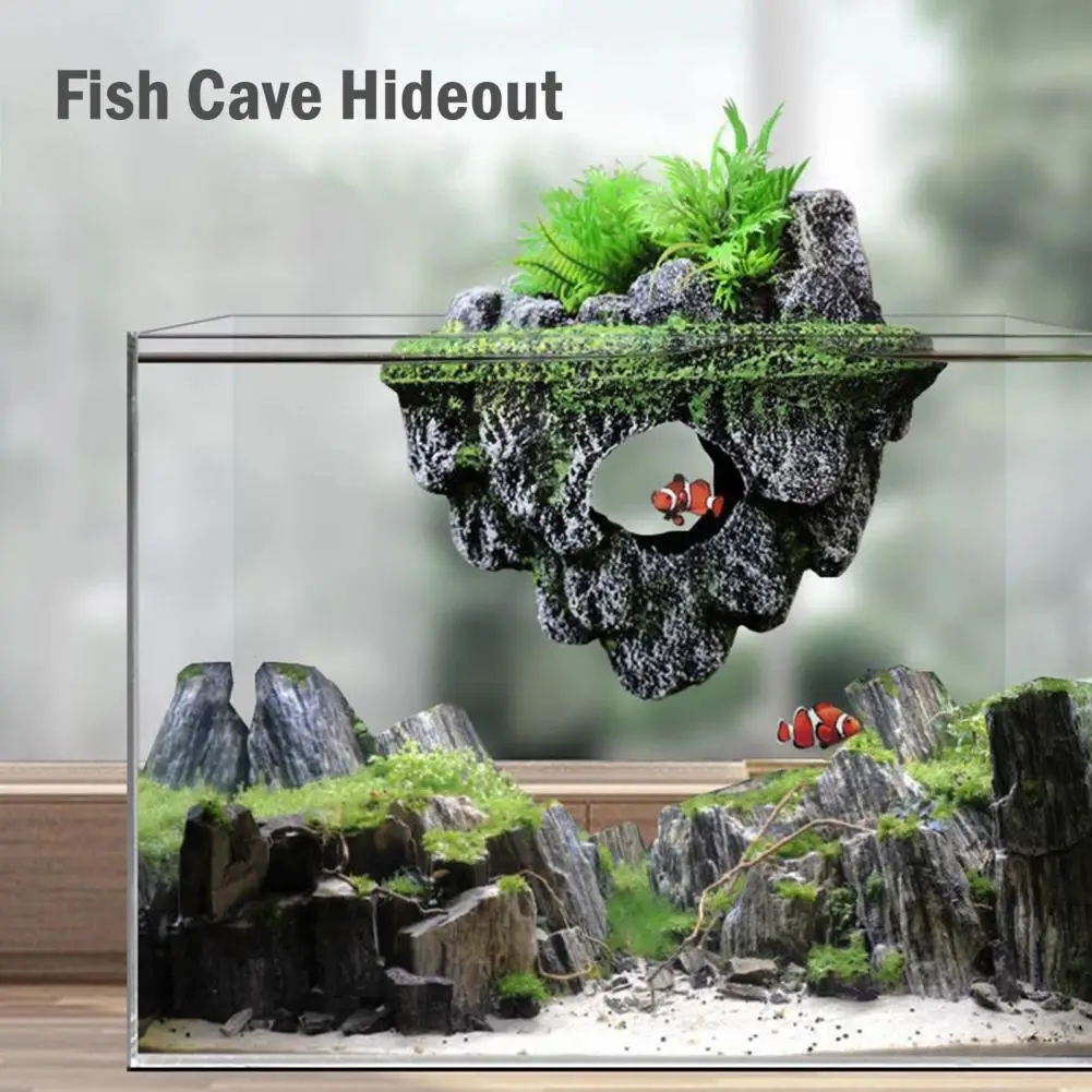 Foam Aquarium Stone Fish Tank Artificial  Miniature Float Moss Rock Landscaping Betta Cave Hideout Shelter Terrarium Ornament