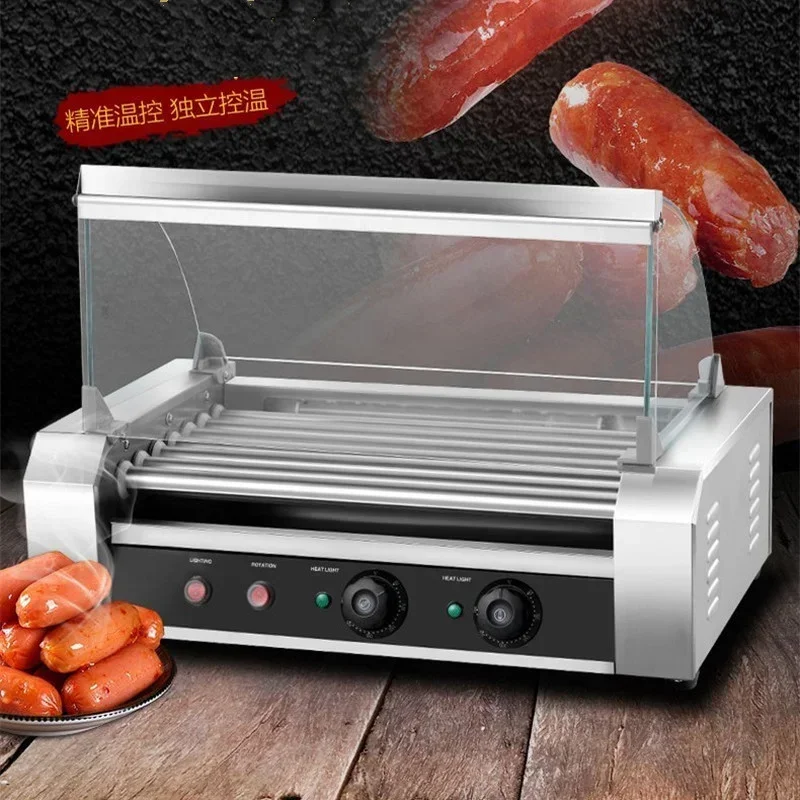 

Commercial Sausage Oven Hot Dog Home Automatic Sausage Seven Tube Removable Glass Cover