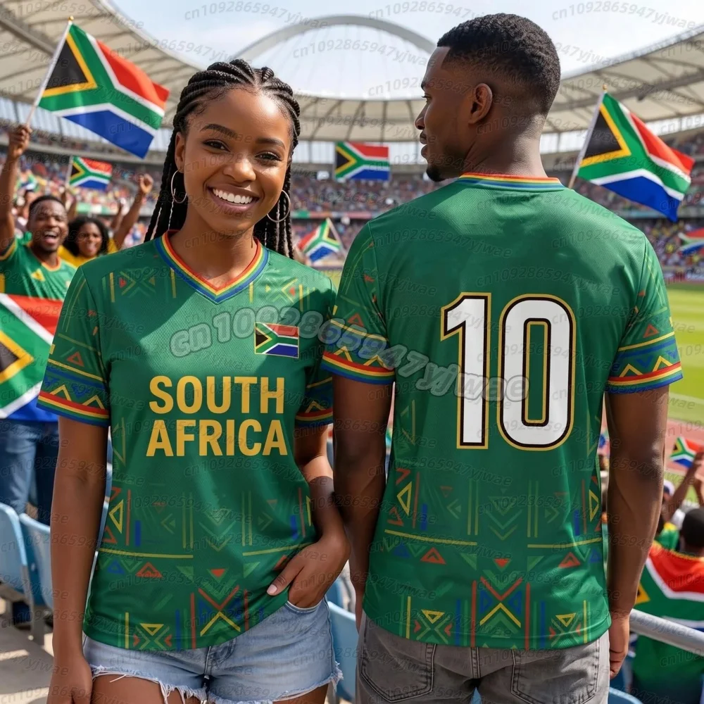 26 Sommer-Fußballtrikots für Damen und Herren aus Südafrika, Cheerleader-Kurzarm-T-Shirts, lässige O-Ausschnitt-Sport-T-Shirts, Damen-T-Shirt – Detail 7