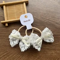 Lace Bow Scrunchie Kids Hair Tie Fashion Versatile Ponytail Band Elastic Hair Accessories for Girls