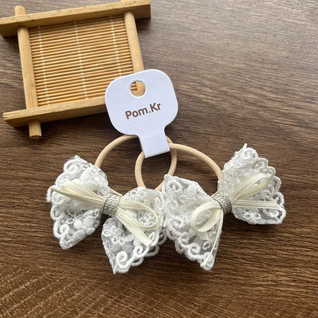 Lace Bow Scrunchie Kids Hair Tie Fashion Versatile Ponytail Band Elastic Hair Accessories for Girls
