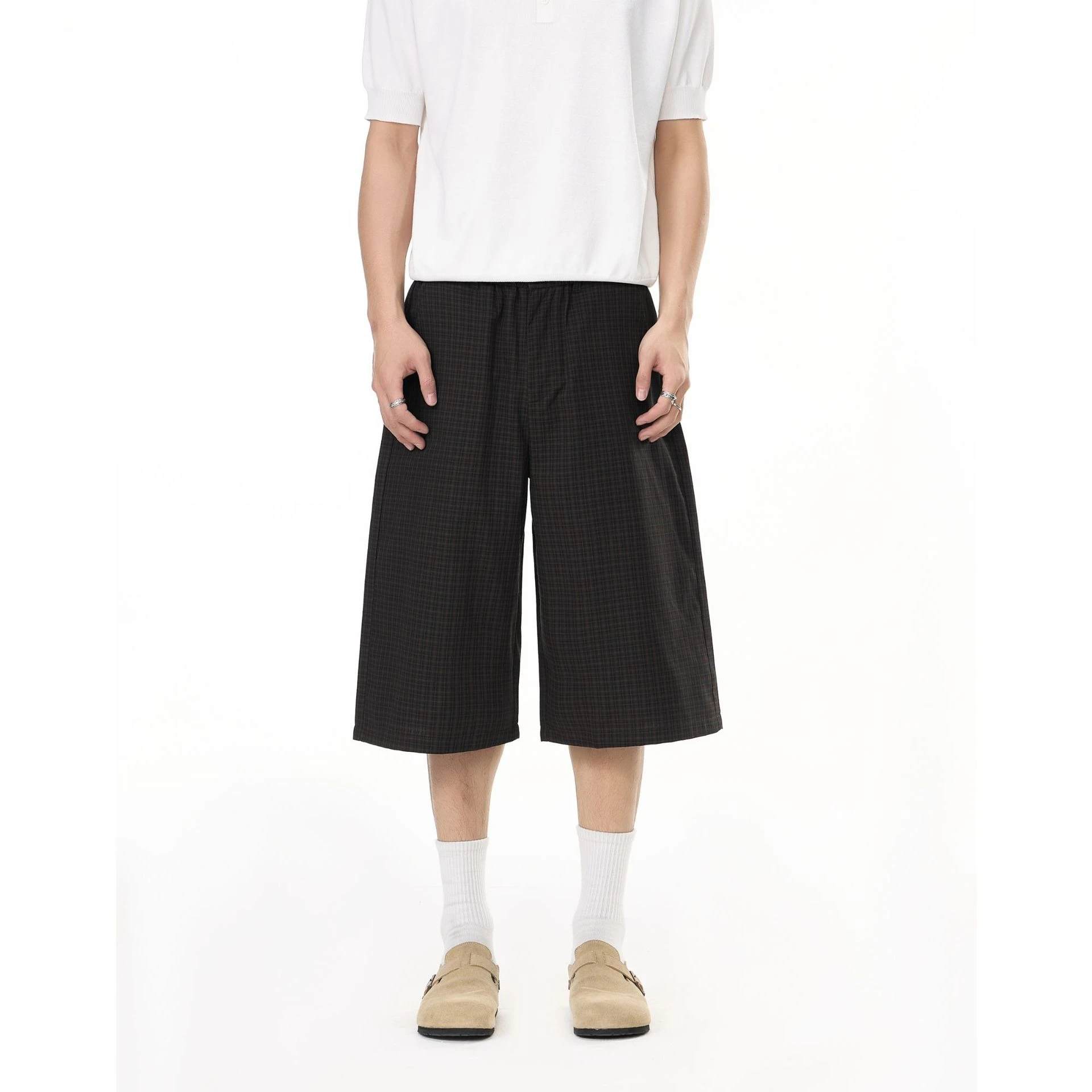 2026 Summer New Product Men's and Women's Simple Gallery Plaid Shorts Commuter Casual Loose Seven-point Pants