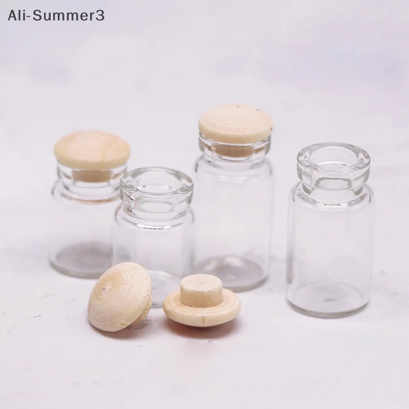 4개 세트 인형 집 미니 캔디 병 주방 음식 놀이 장면 투명 보관 병