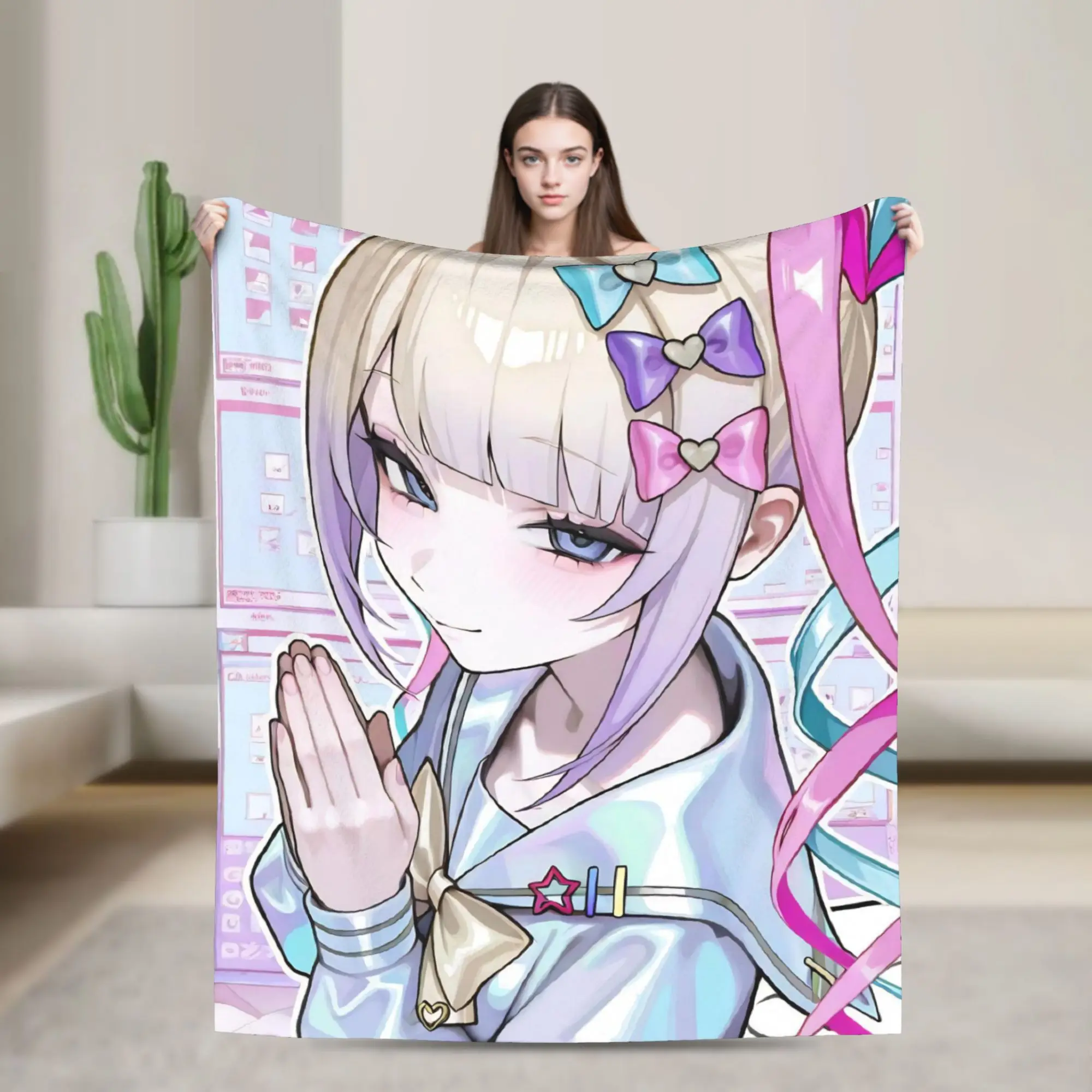 OMG kawaii Angel Blanket Needy Girl Overdose Flannel Vintage Breathable Throw Blankets for Bed Sofa Autumn/Winter