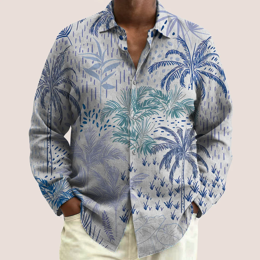 

Мужская рубашка больших размеров S-9xl: Vibe Coconut & Leaf — большой и высокий крой, мягкая дышащая ткань, стильные принты Palm-Coconut,