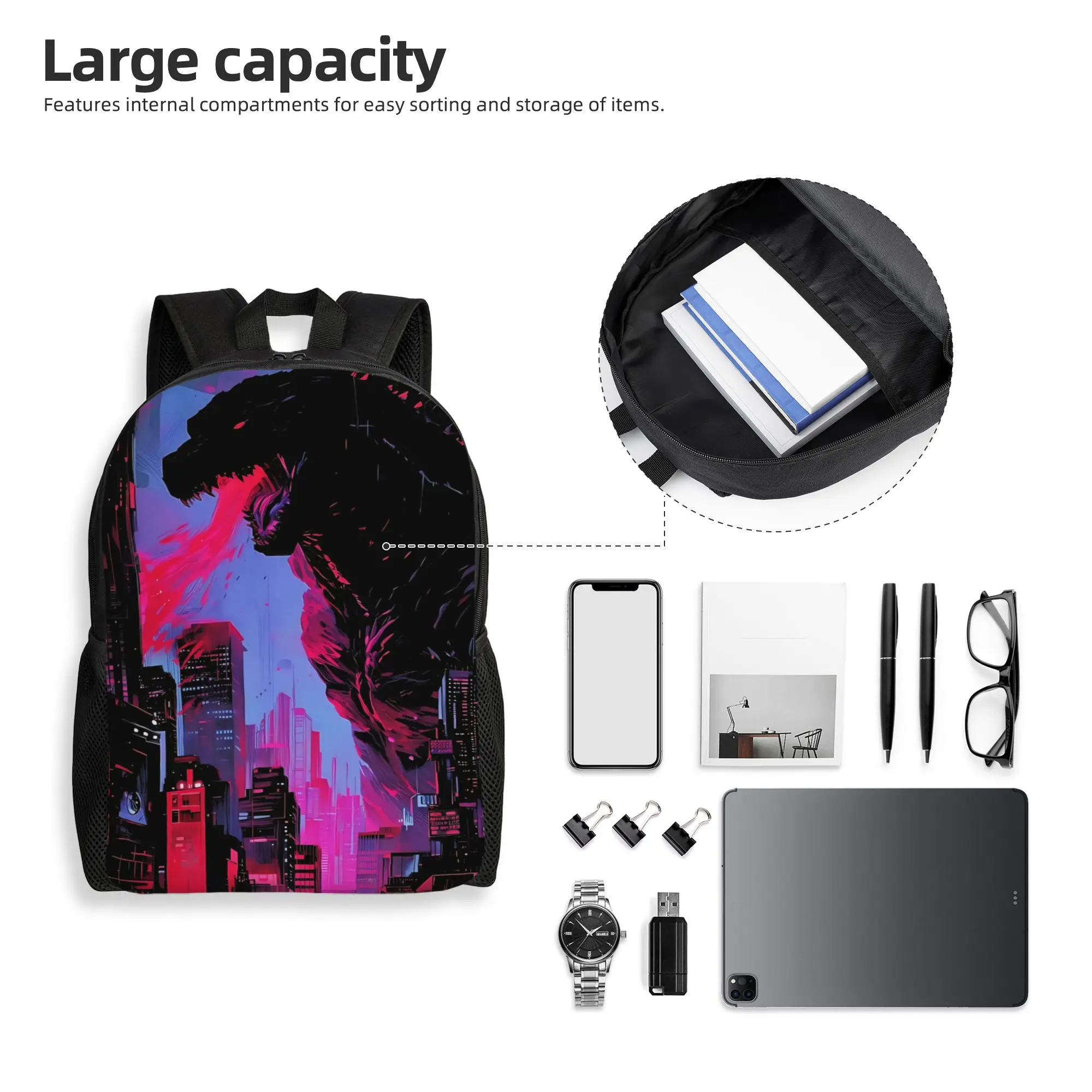 1Piece Backpack Meltdown New School Year Bookbag For School  GODZILLA Birthday Gift New Term Starts view 4