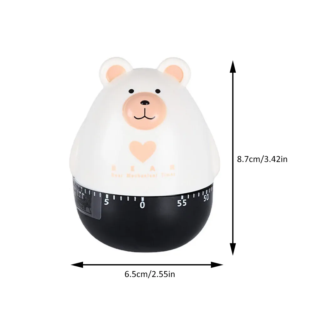 Mechanical Kitchen Timer Bear Design Cute Cartoon Manual Wind Up Timer for Cooking Baking Eggs Classroom Seniors and Home Use
