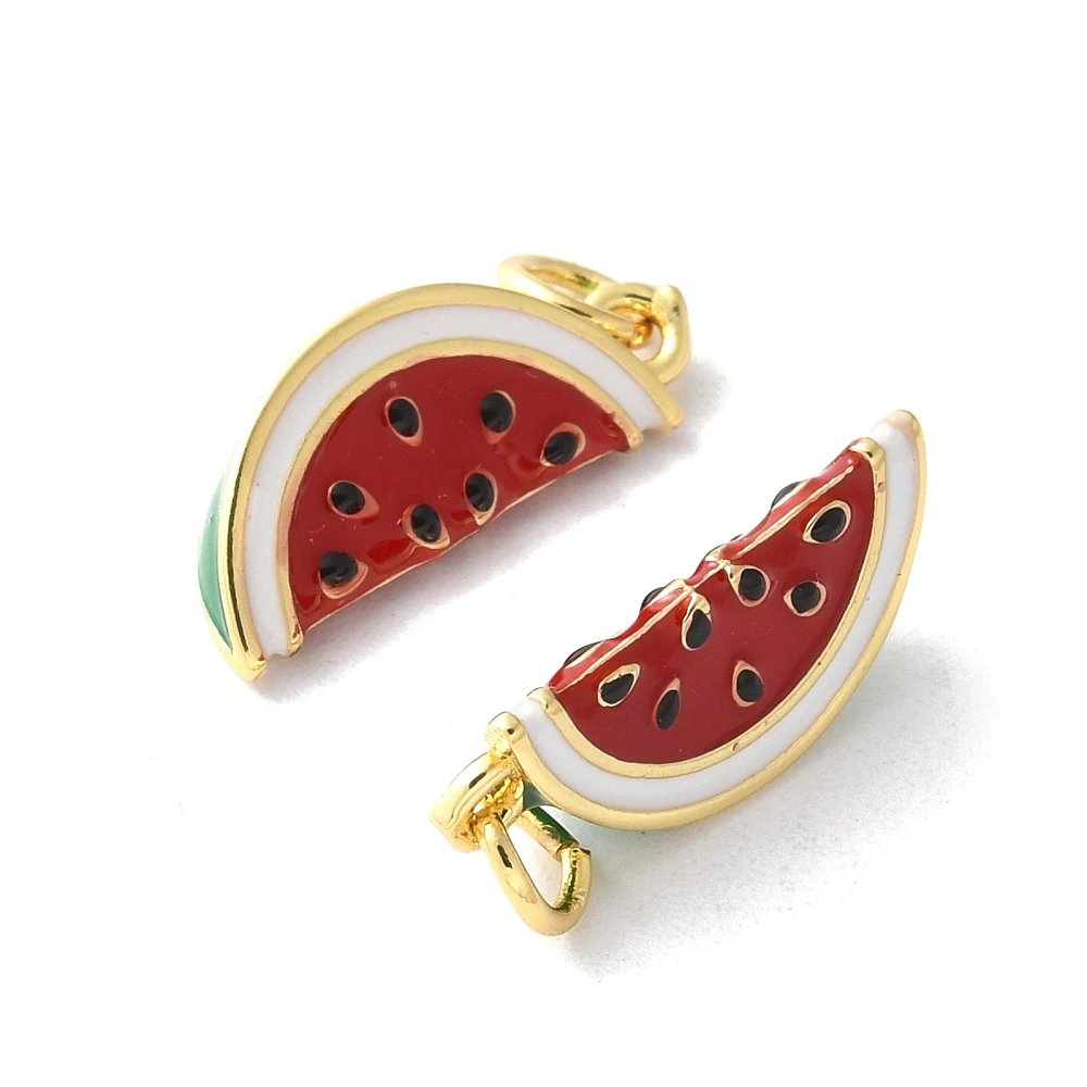 

1pc Fruits Charms Strawberry Watermelon Brass Enamel Pendant Real 18K Gold Plated for DIY Earrings Jewelry Making Accessories