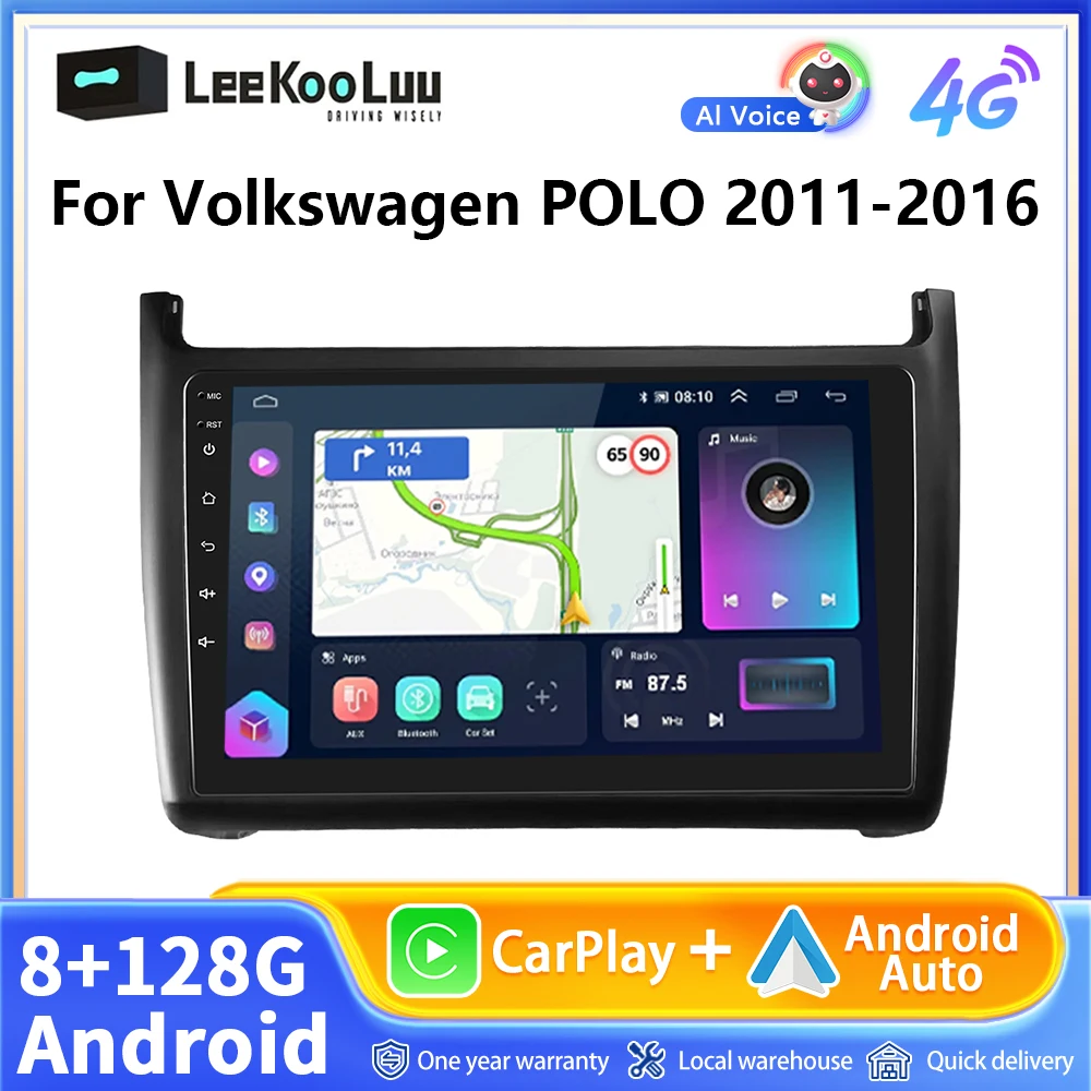 LeeKooLuu Android 2 Din Car Radio For Volkswagen VW POLO 2011-2016 Carplay 4G WIFI DSP AI Voice GPS Navigation Auto Stereo