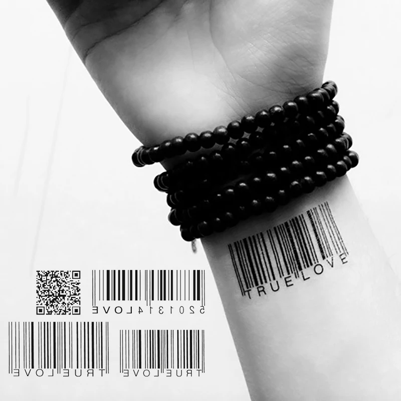 

Боди-арт водонепроницаемые временные татуировки для мужчин и женщин индивидуальный QR-код дизайн штрих-кода татуировка наклейка