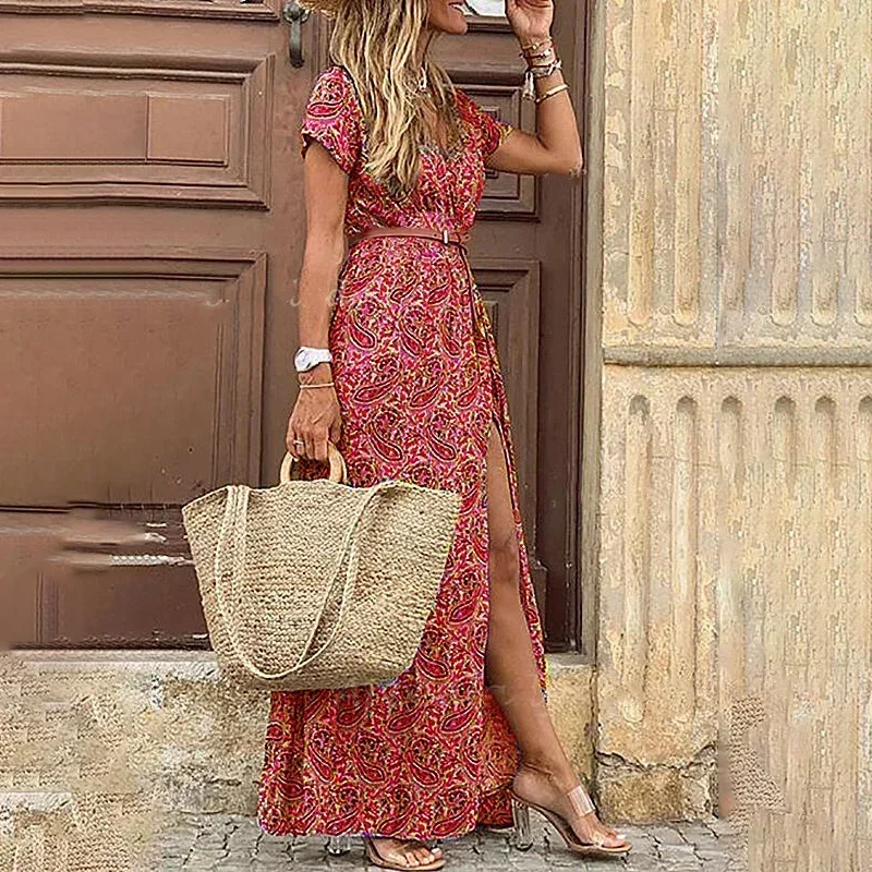 white christmas dresses Tall Boho Floral Print Maxi Dress main image 0