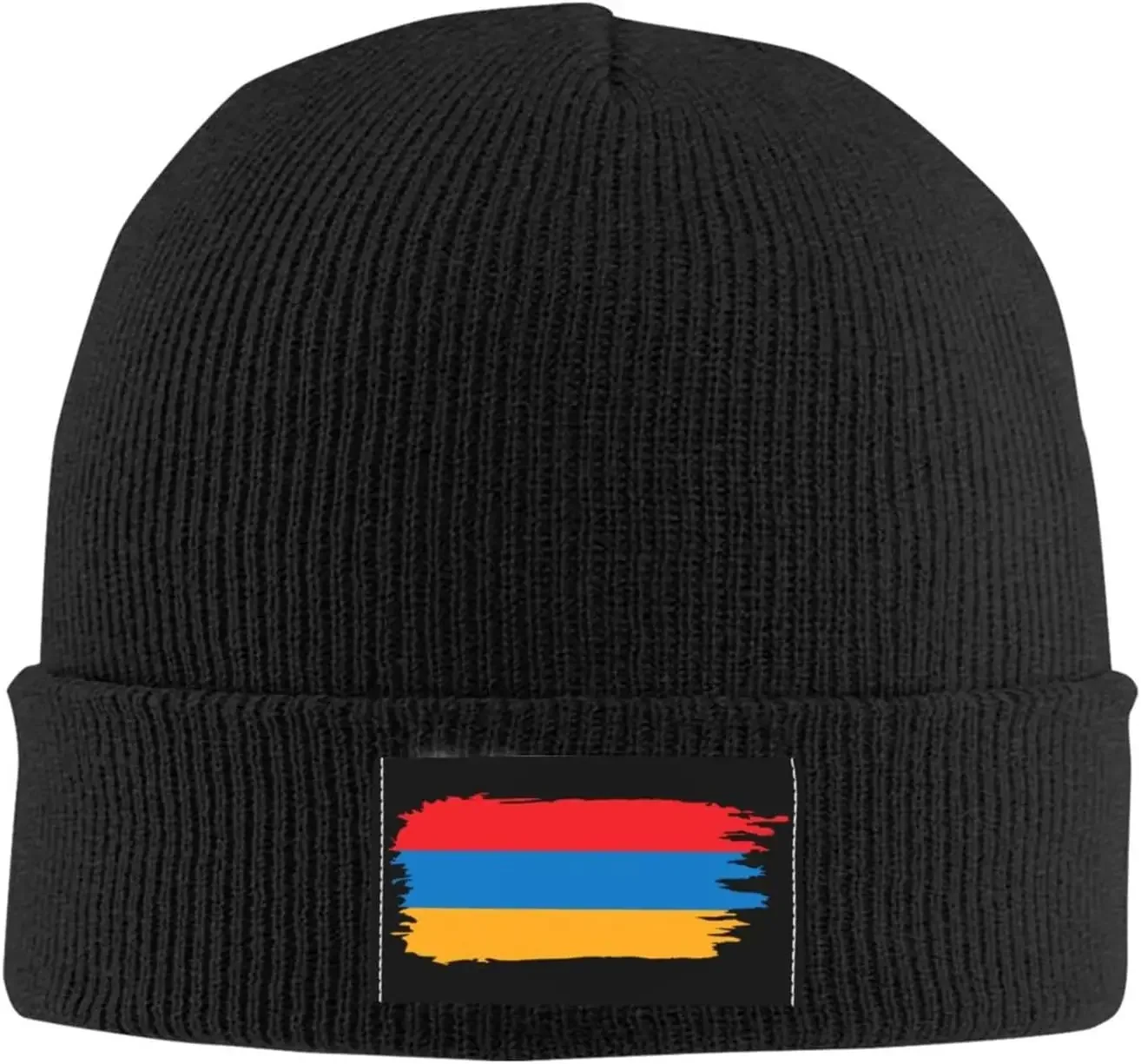 Armenian Flag Hat Mens Womens Winter Warm Knitting Hats Black Slouchy Skull Beanie Cuffed Cap