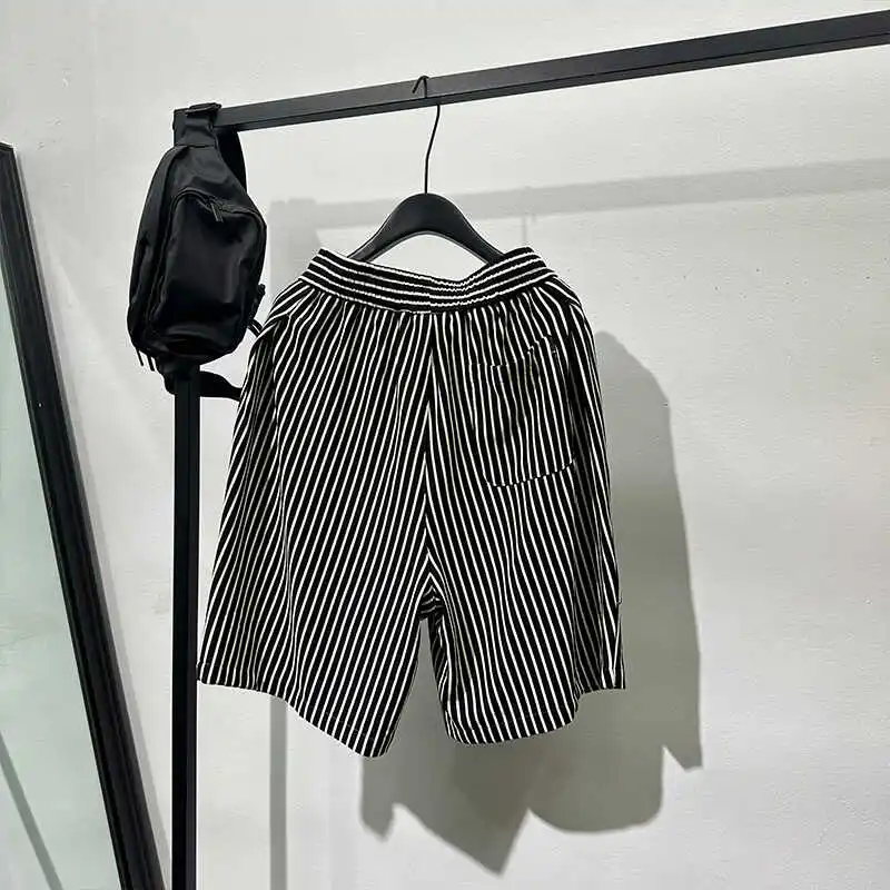 Avant-Garde Summer Stripes Shorts Men's Fashion Ins Trendy All-Match Sports Leisure Fifth Pants Loose plus Size Beach Pants