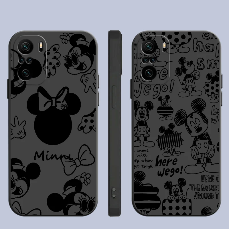 Disney Mickey Minnie Logo For Xiaomi Redmi Note 13 12 11E 11S 11 11T 10 10S 9 9S Pro Plus 4G 5G Black Phone Case