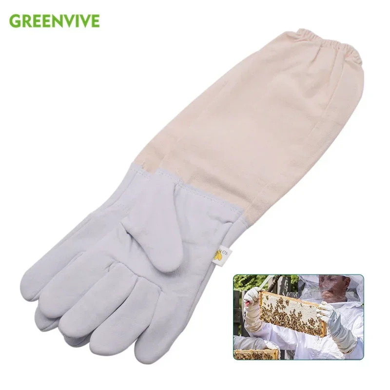 

Beekeeping Gloves Long Sleeves Protective Ventilated Beekeeper Gloves Sheepskin and Canvas Anti Bee Gloves Beekeeping Tools