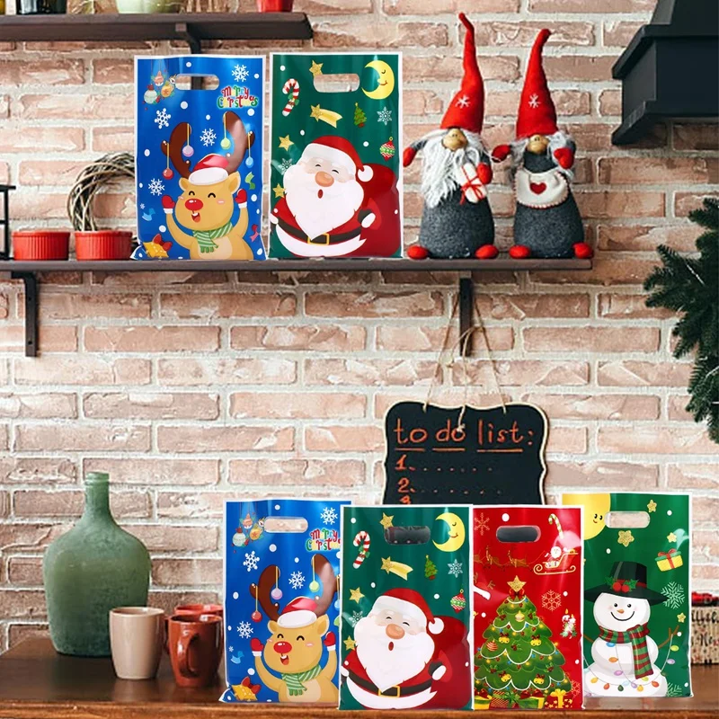 Weihnachtsgeschenktüten, Plastiktüten, Weihnachtsfeier, Süßigkeiten, Kekse, Weihnachtsgeschenk, Verpackung, Zubehör, Weihnachtsdekoration, 2025 – Detail 4