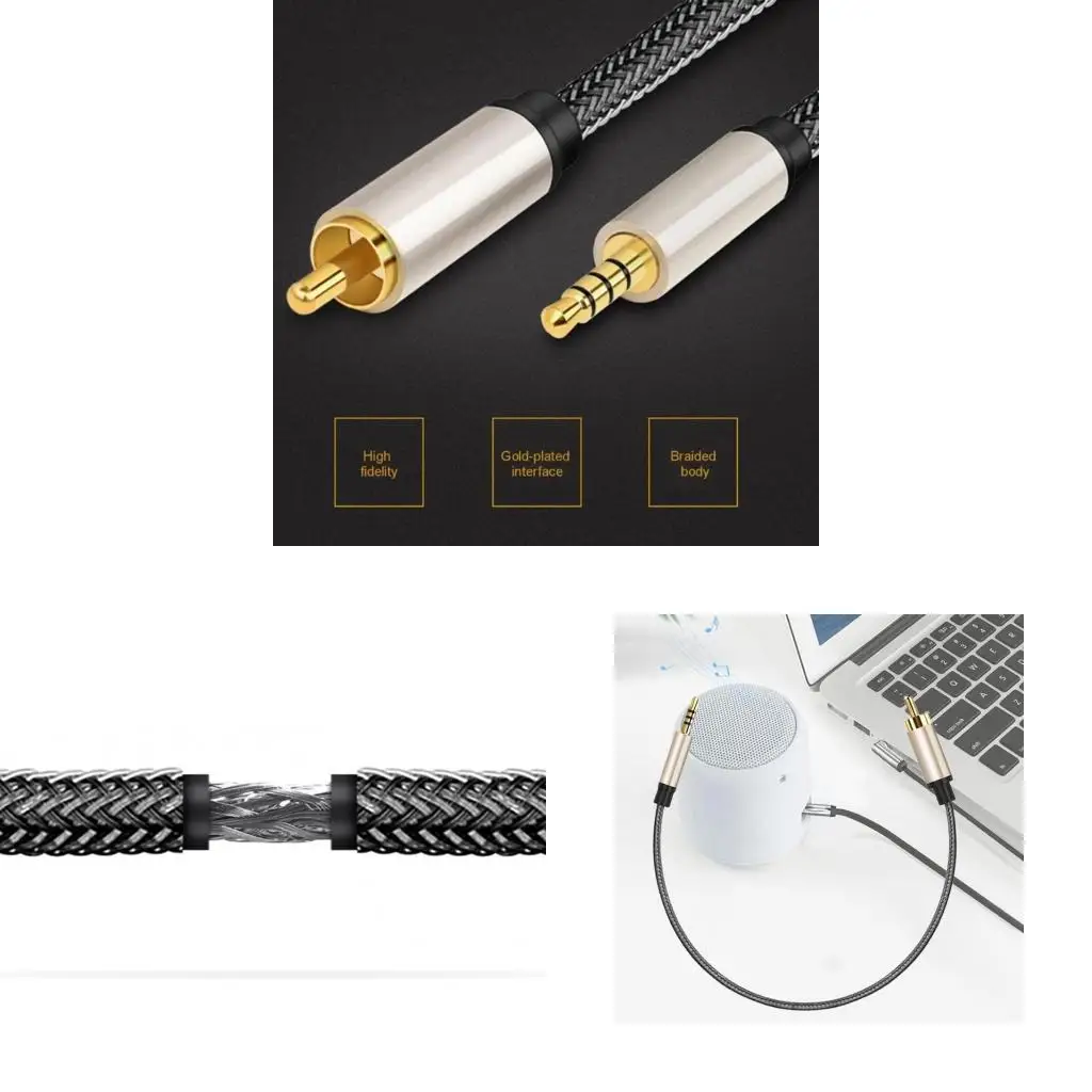 4XFC 3.5mm to RCA Cable,Nylon-Braided 3.5mm AUX to RCA Cable for SPDIF Stereo Cable Digital Coaxial Receiver