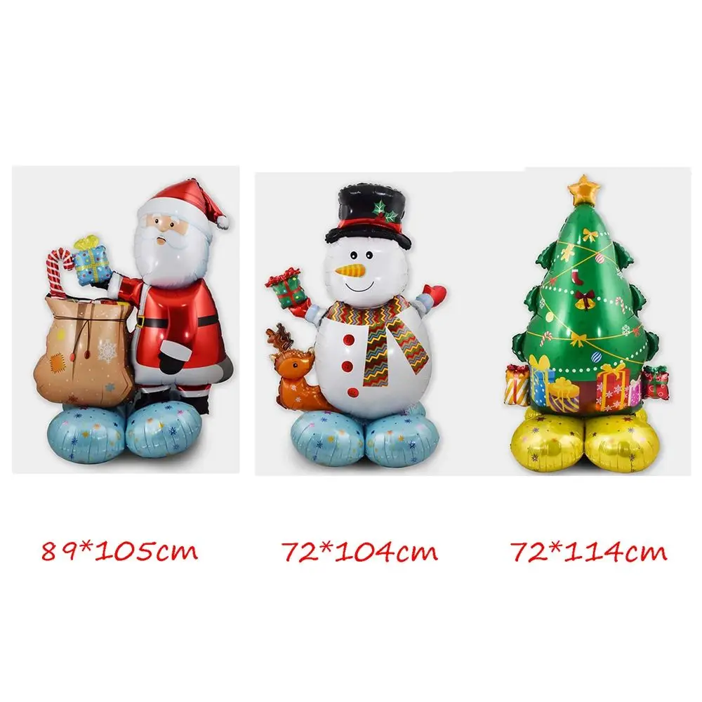 Inflatable Christmas Tree Santa Claus Snowman Foil Balloon Self Standing 3D Aluminum Balloons New Year Party Decoration