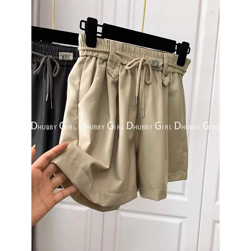 New Casual Shorts For Women Solid Pockets Drawstring High Waist Shorts 2023 Summer Short Pants Street Style