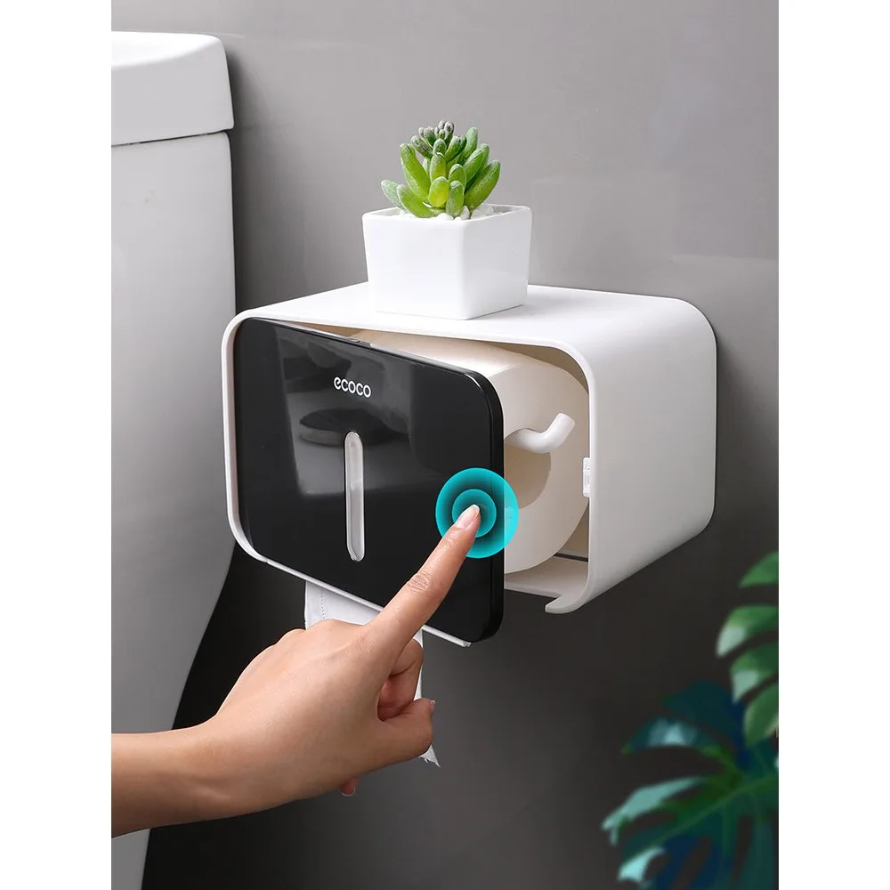 バスルームトイレットペーパーホルダー防水ノードリルトイレットティッシュボックス収納オーガナイザー北欧スタイルペーパータオルラックホルダー