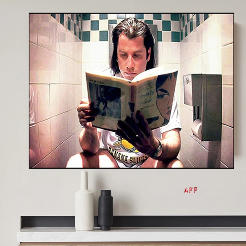 Pulp Fiction Poster Vincent Vega Funny Bathroom Toilet Wall Art Picture Canvas Painting Pictures Modern Living Room Home Decor