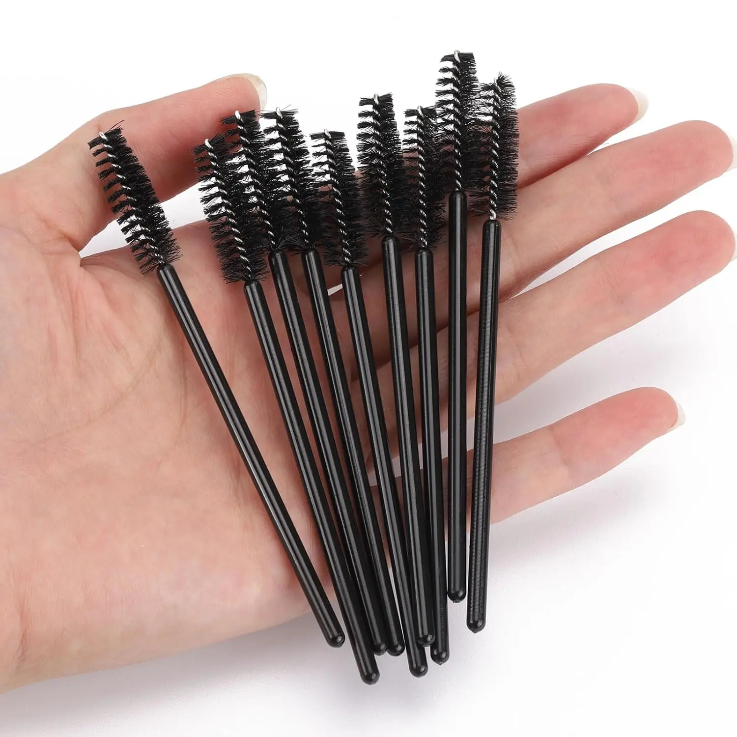 500 Disposable Mascara Wands Eyelash Brushes Brow Applicators Lash Spoolies for Extensions - Black