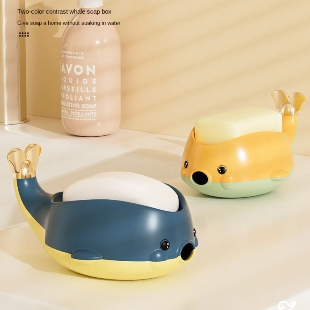 Quick-dry Soap Storage Rack Cartoon Dust Proof Whale Shape Soap Box Shatter-resistant Multi-purpose Storage Soap Container