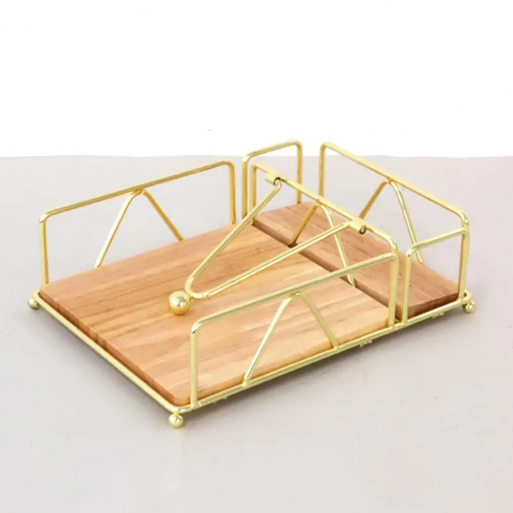 Modern Napkin Storage Solution Wooden Napkin Holder with Weighted Metal Arm for Kitchen Countertop Elegant Flat for Dining