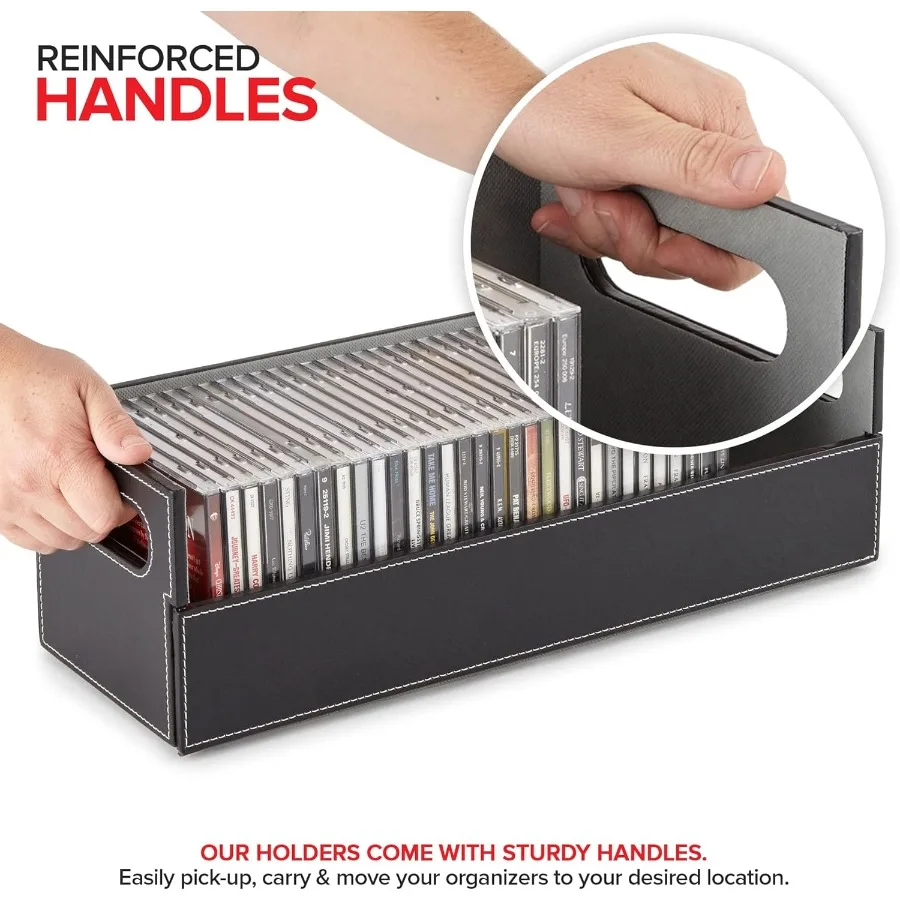 Stock Your Home 2 Pack CD Storage Box Organizer Shelf for Movie Cases DVDs Cassette Tape Display Stand Disc Holder Can Store Up
