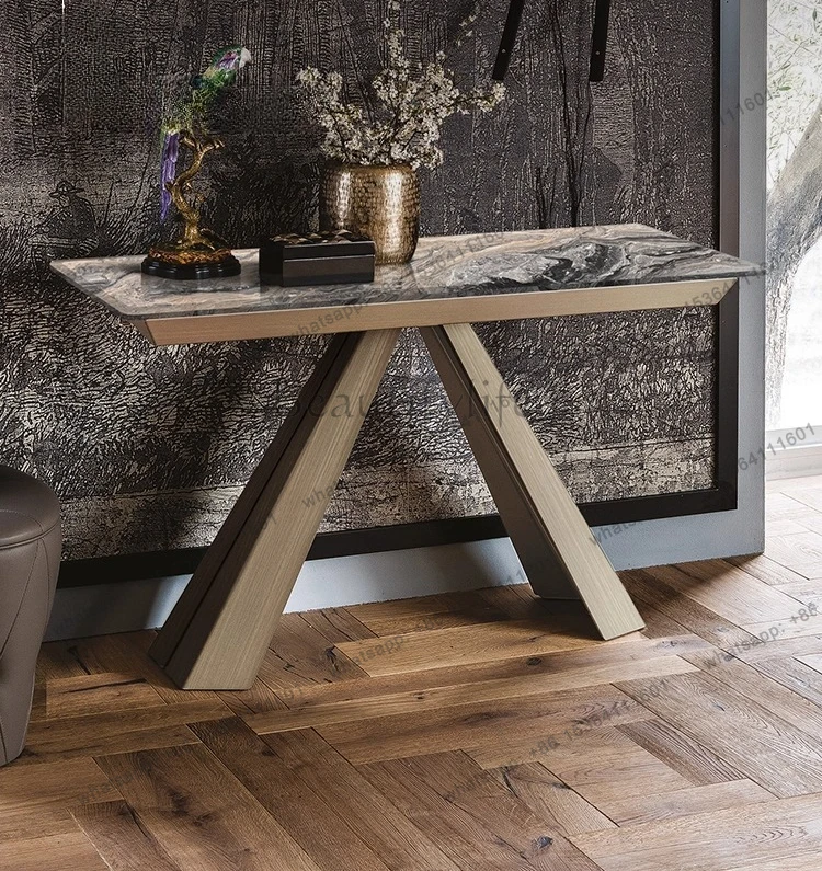 

Итальянский светлый роскошный входной столик, минималистское мраморное украшение с торцевым видом, входной столик в барном шкафу